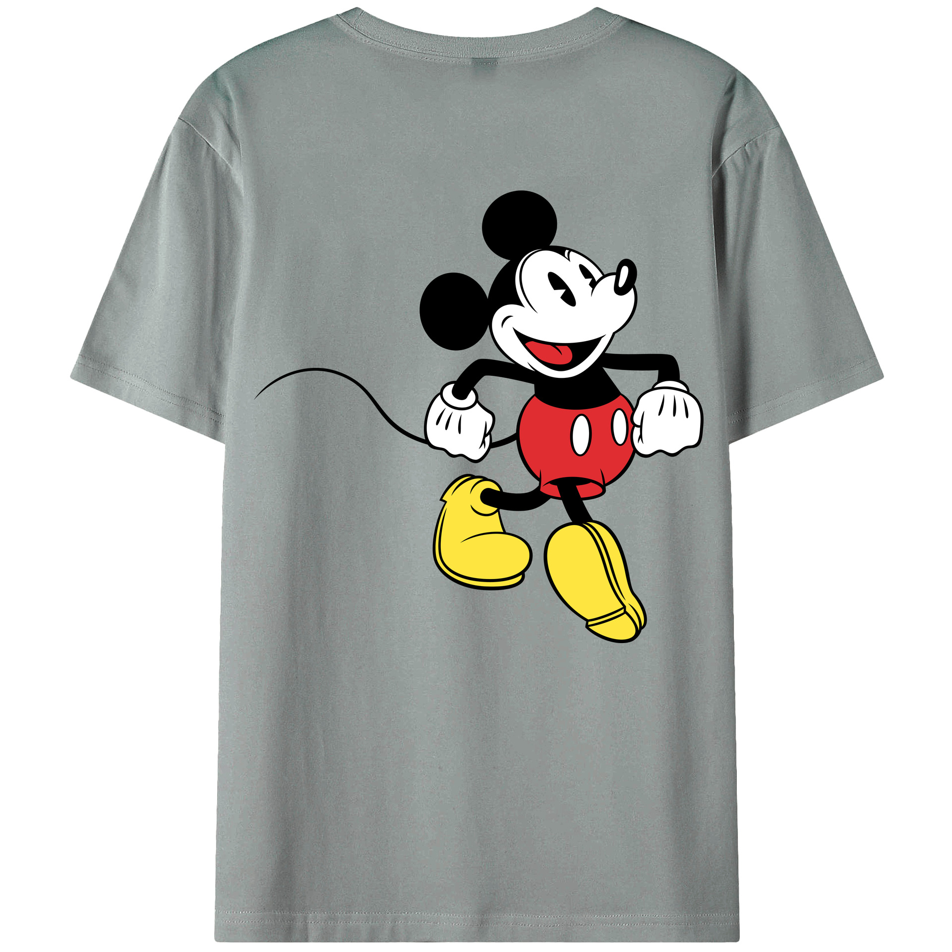ミッキーマウス Mickey Mouse 綿100％ メンズ半袖Tシャツ（バックプリント） 通気性